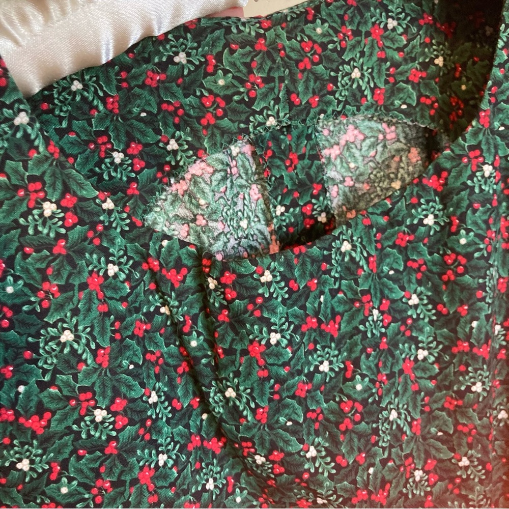 Handmade mistletoe and holly holiday shift dress
